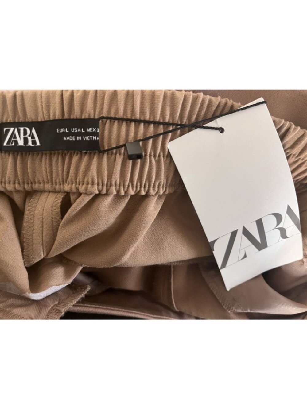 ZARA Tan Gold Button Ankle Pants Large NWT High Rise Straight Leg Quiet Luxury - Picture 10 of 12